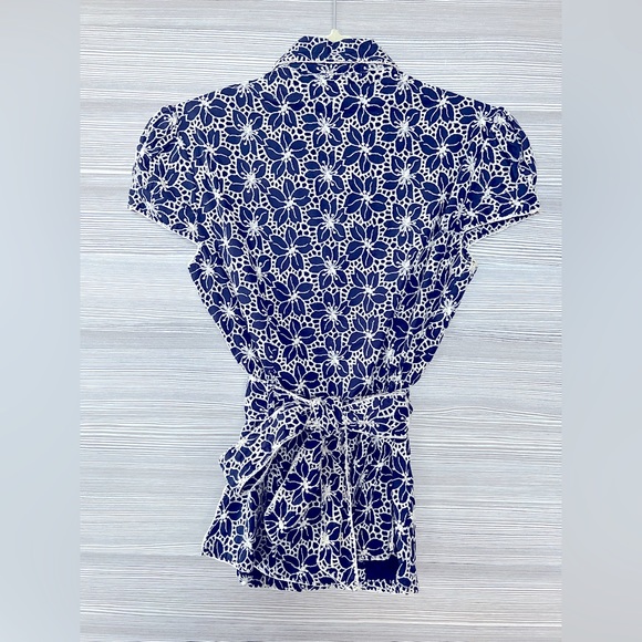 RR Wrap Jacket/Blouse in Navy & White | Floral Embroidery | S - Picture 3 of 8